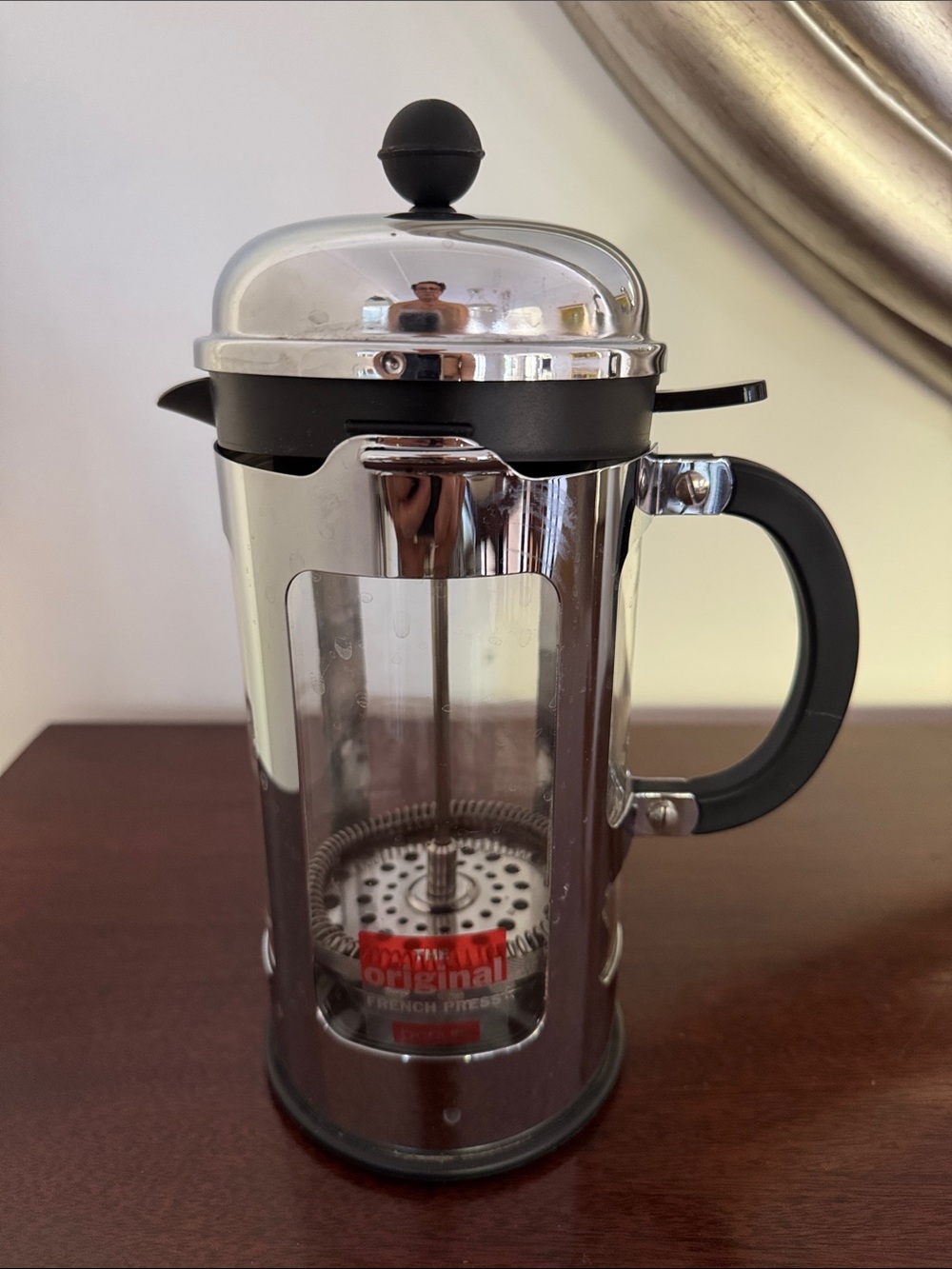 Bodum Stainless French Press with Red Label and Black Base